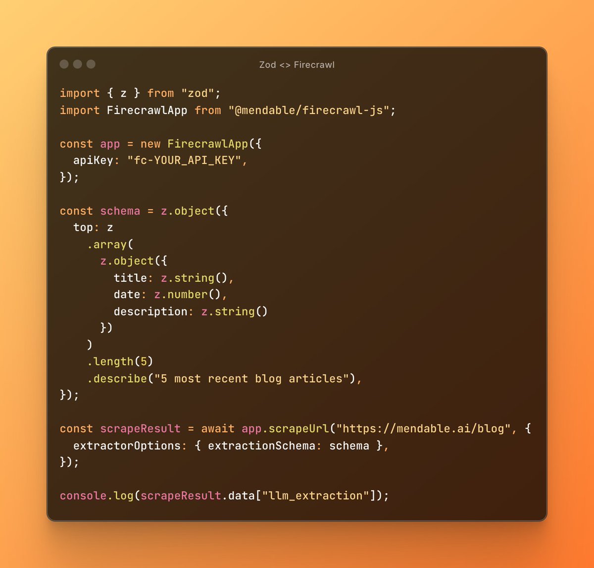 Calling all typescript and python developers 📣

You can now use zod and pydantic for defining schemas when using LLM extraction in Firecrawl 🔥

It has never been easier to reliably extract structured data from the web 👇
