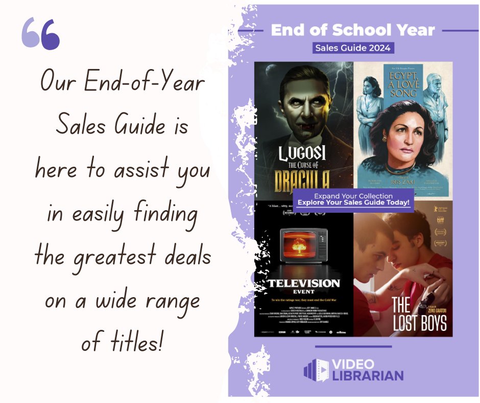VLs End of School Year Guide is here! Are you a librarian or educator looking to finalize this year’s budget? We have a collection of outstanding titles, discounts, and more to make your film searching easy! Click here for the deals of the season: videolibrarian.com/articles/lists…