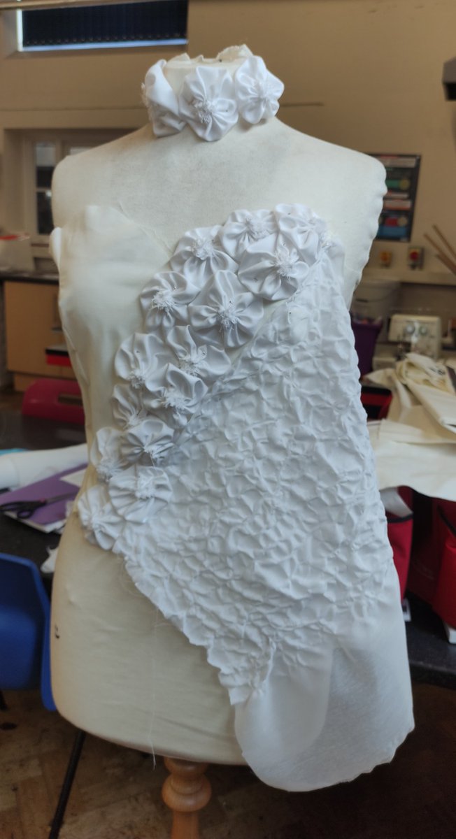 Year 9 working with  moulage with fabric manipulation to construct a corset top. #arttextiles #TextileArt #textiles #textiletechnology