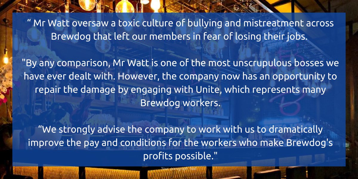 Our response to Mr Watt stepping down as CEO of #Brewdog 👇🏼