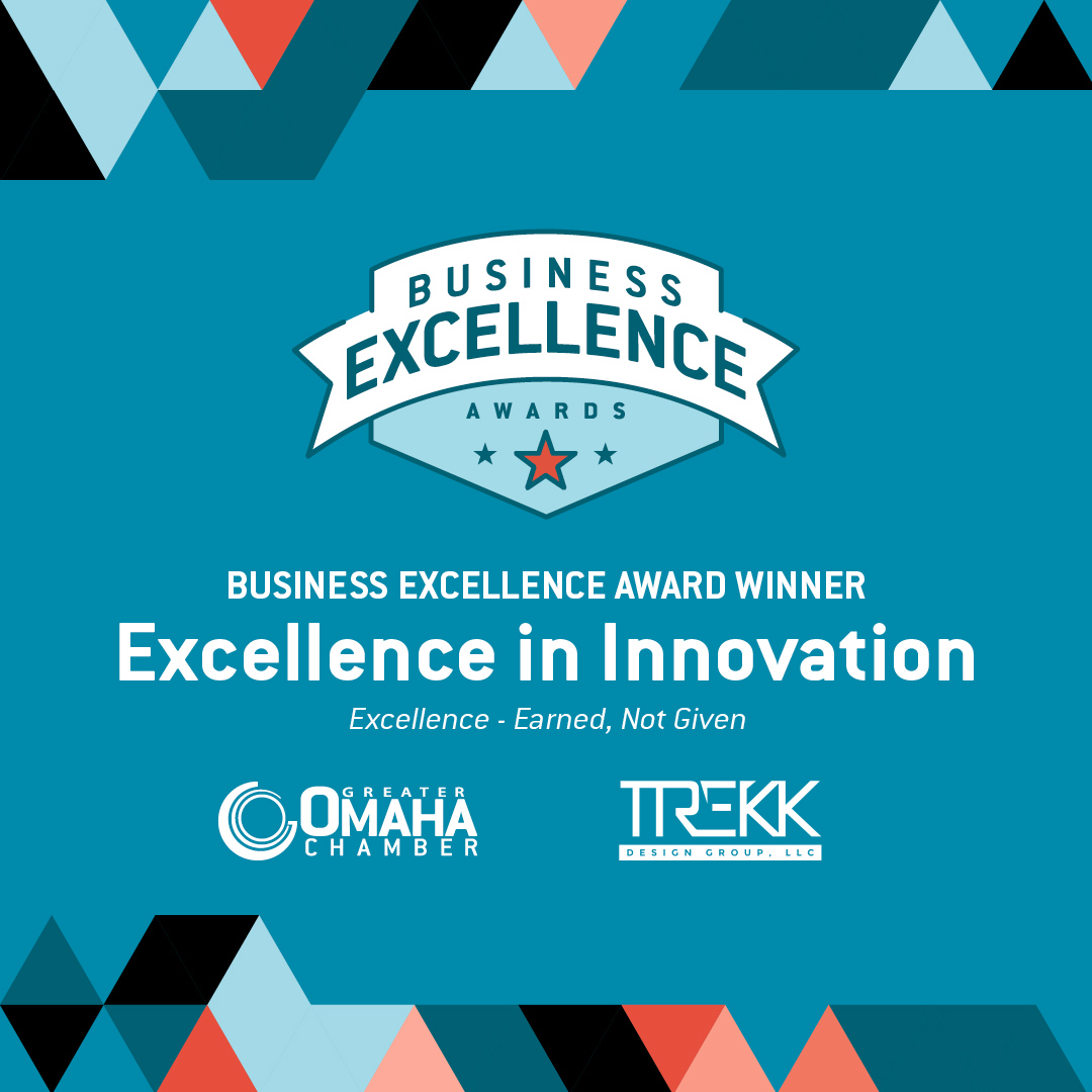 TREKK is honored to receive a #BusinessExcellenceAward in #Innovation from @OmahaChamber. Innovation is one of our core values. By applying new ideas and technology solutions like our TREKK360 camera, we’re helping clients across Omaha and beyond work smarter. #ImprovingLives