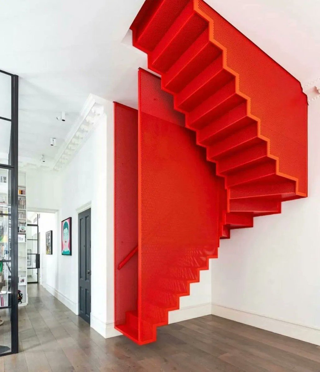 Incredible Floating Staircase 🪩 by Webb Yates #design #architecture #staircase #red