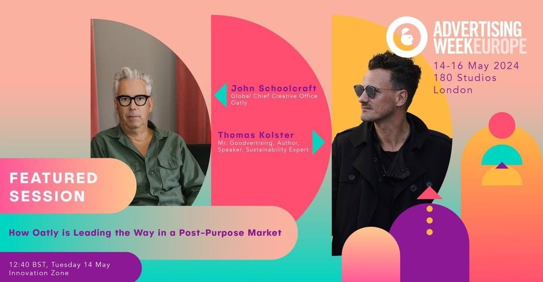 So looking forward to this session next week at @advertisingweek ! @johnschoolcraft from @oatly and I will delve deep into some post purpose inspiration and so much more 
europe.advertisingweek.com/register