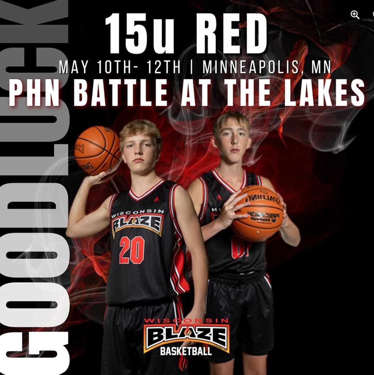 Good luck to our 15U-17U WI Blaze Boys teams competing in the PHN Battle at the Lakes and Great Lakes Takeover tourneys this weekend! 🏀 
#WisconsinBlaze #Betheflame🔥