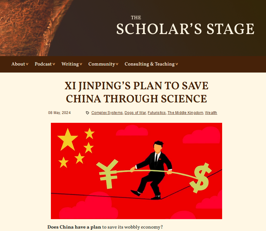 The Chinese economy has gone wobbly. The CPC has a plan to save it. They will save it through science. In my latest essay I aim to explain this plan... and the ideas behind it. 🧵