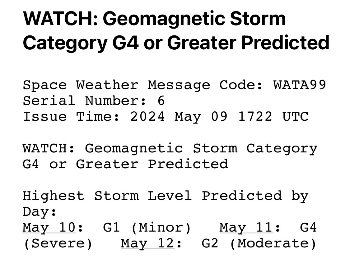 Looking increasingly likely we'll be able to see the #AuroraBorealis across S #BC, inclg #Vancouver/#FraserValley this wknd w/ a G4 -Severe- #GeogmagneticStorm predicted.  As always, there's room for error or this to happen during daylight hours, but there's a chance!…