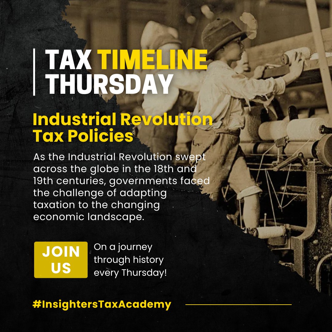 Industrial Revolution Tax Policies

As the Industrial Revolution unfolded, tax policies adapted to the changing economic landscape. 

How did these policies shape modern tax systems?

#TaxTimelineThursday #IndustrialRevolution #TaxHistory #InsightersTaxAcademy #taxprepcareer