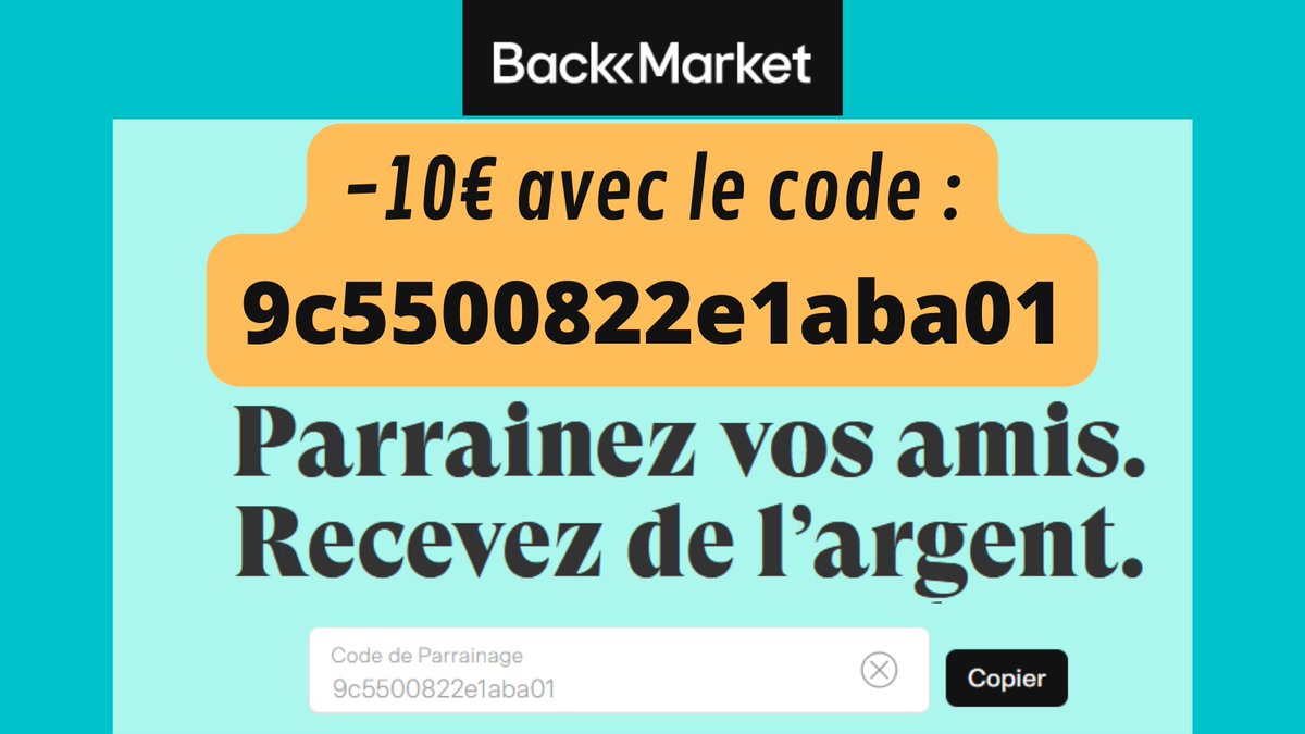 Code promo backmarket 10e : 9c5500822e1aba01  

offre reduction back market