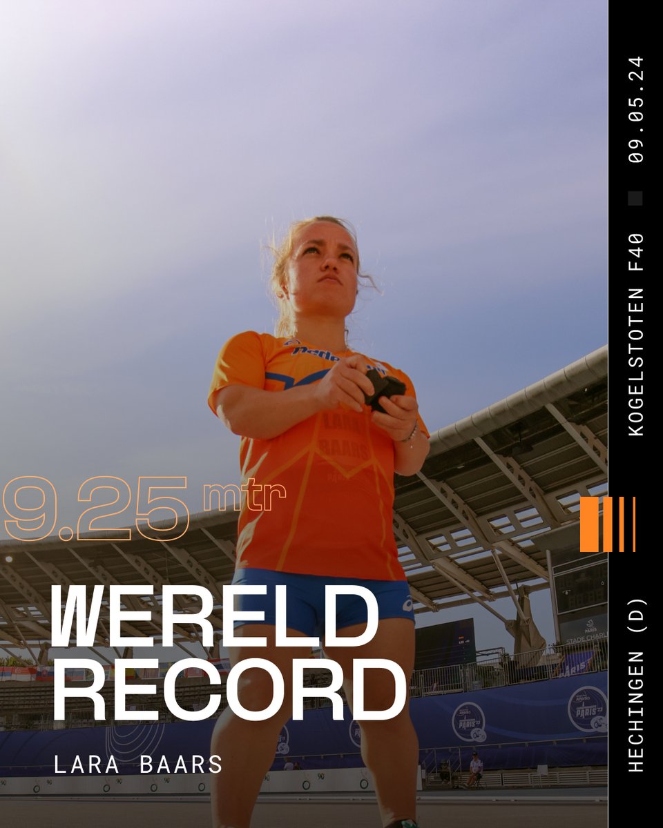 𝕎𝕠𝕣𝕝𝕕 𝕣𝕖𝕔𝕠𝕣𝕕𝕤 🎇 Kimberly Alkemade liep met een tijd van 26.02 seconden het wereldrecord op de 200 meter T64 tijdens de @HSGvught ! In het Duitse Hechingen verbeterde @larabaars het wereldrecord bij het kogelstoten F40 naar 9.25 meter ☄️