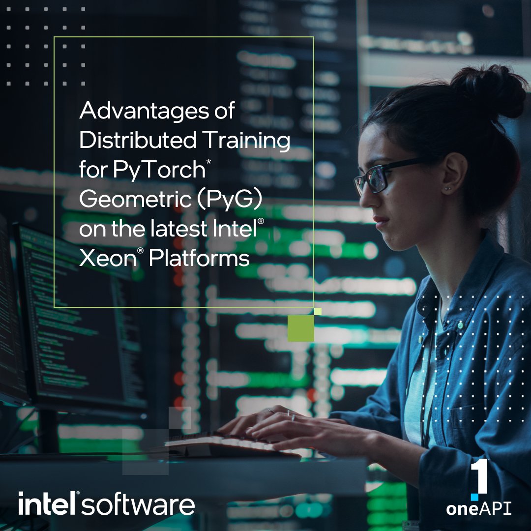 We’re thrilled to announce the first in-house distributed training solution for @PyTorch Geometric (PyG) on the latest #IntelXeon Platforms, in collaboration with @Kumo_ai_team. Read more about its performance at scale: intel.ly/4b095Bi #oneAPI