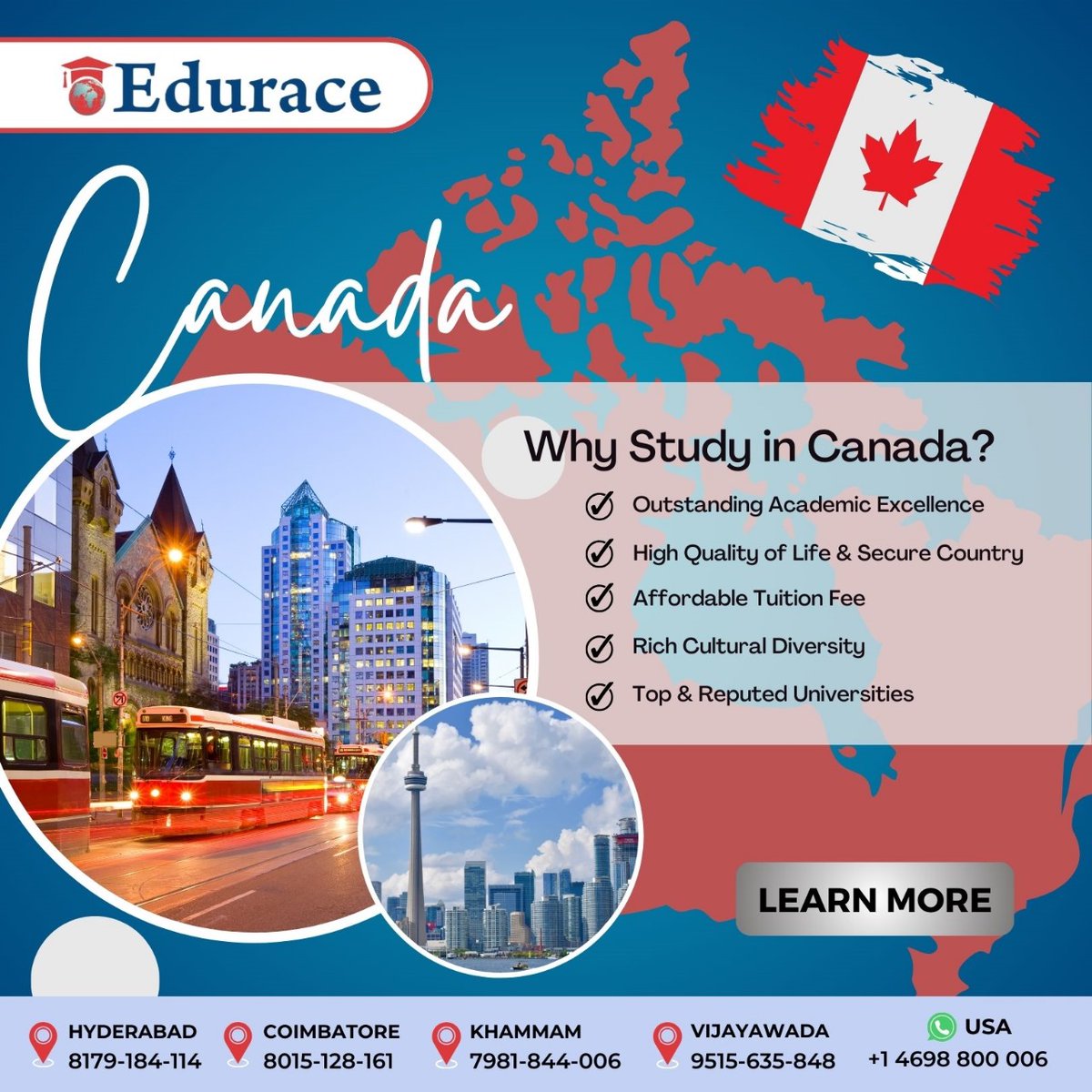 From stunning landscapes to top-notch education, Canada offers the ultimate study experience! 🍁📚 Discover endless opportunities and embrace a multicultural environment like no other. 

#studyabroad #studyincanada #studygram #canadaeducation #universitiesincanada #globalcareer