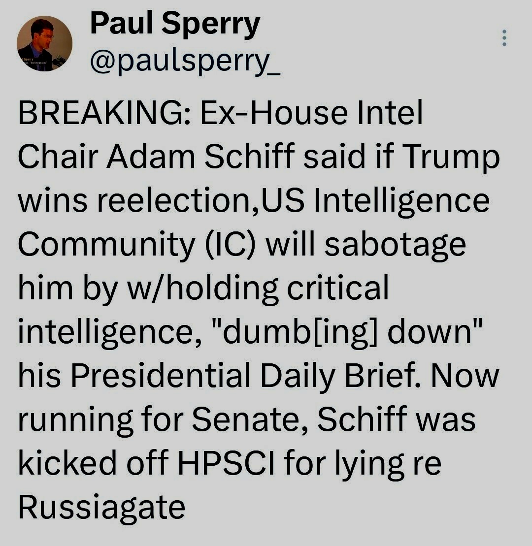 Adam Schiff is so comfortable with his tyranny, he's planning more of the same if DJ Trump wins the election in November. 👇 Our three letter agencies & the entire DOJ needs to be restructured & many fired IMO. What do you think, Patriots? #TDS #Fraud #Treason #Tyranny…