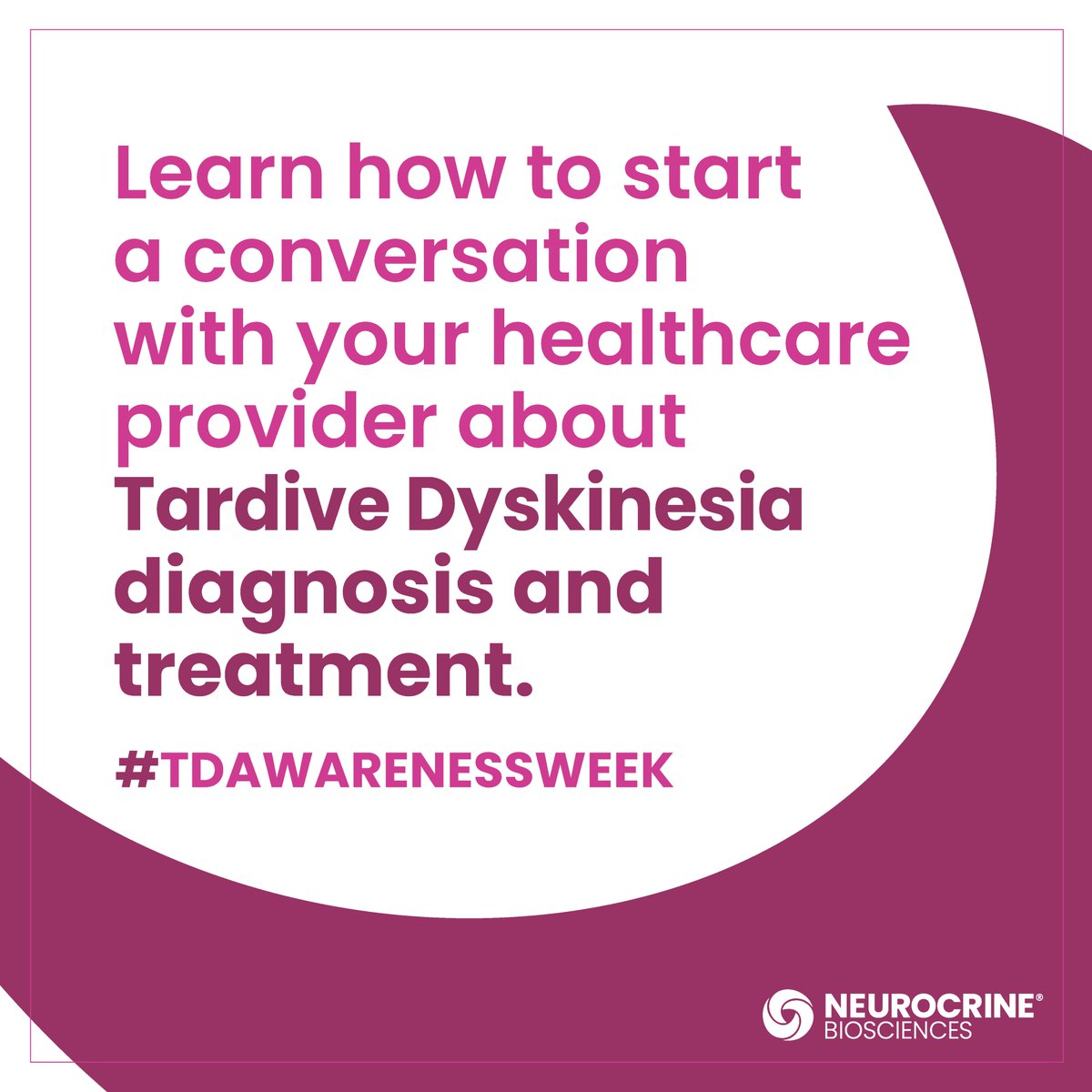 Proactive recognition and treatment of TD can make a positive impact on the lives of many people experiencing mental illness. TD is a chronic condition that is unlikely to improve without treatment. There are U.S. FDA-approved treatment options for TD. #TDAwarenessWeek #Screen4TD