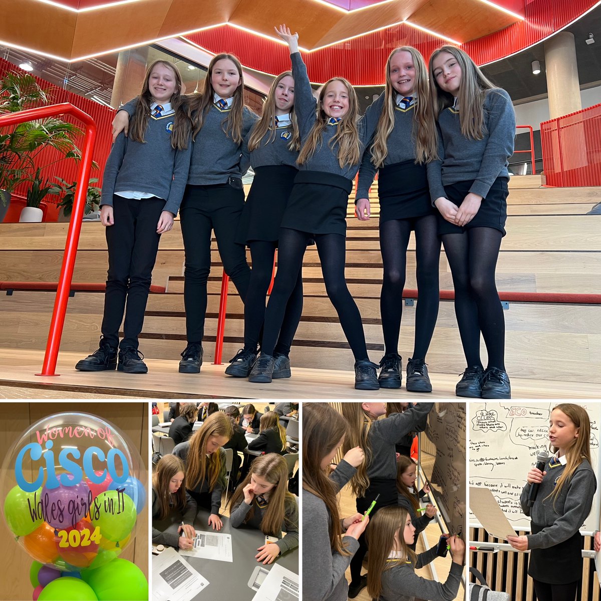 Llongyfarchiadau to our stellar Y7 #WhitchurchHS students🌟 They rocked the 'CISCO Girls in IT' Day at Cardiff University, winning hearts with their innovation and brilliance! 💻🌱 #STEM #GirlsinTech