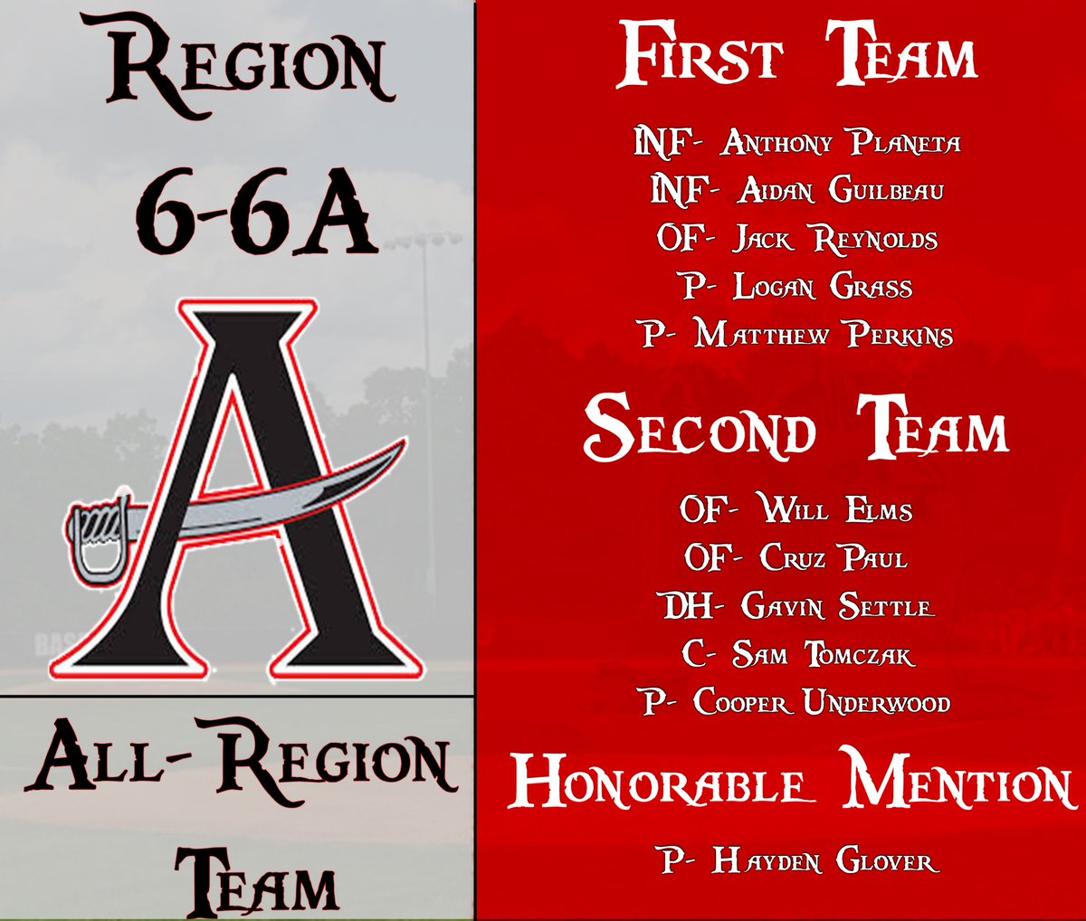 Congratulations to these Buccaneers for being named to the 2024 All-Region Team