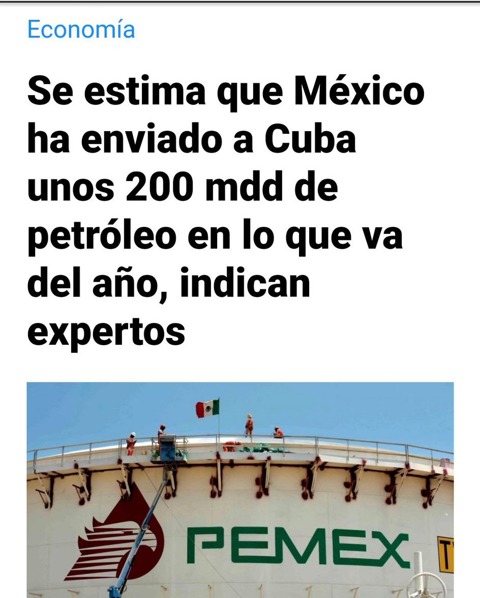 NUEVO MADRAZO A ESTÁ 4ta PUTREFACCIÓN Ahora resulta que PEMEX ESTÁ X QUEBRAR y este gobierno encabezado por el presidente mas pendejo y corrupto de la historia @lopezobrador_ Ha REGALADO más de 3,900,000,000 de PESOS en petróleo a CUBA RETWEET