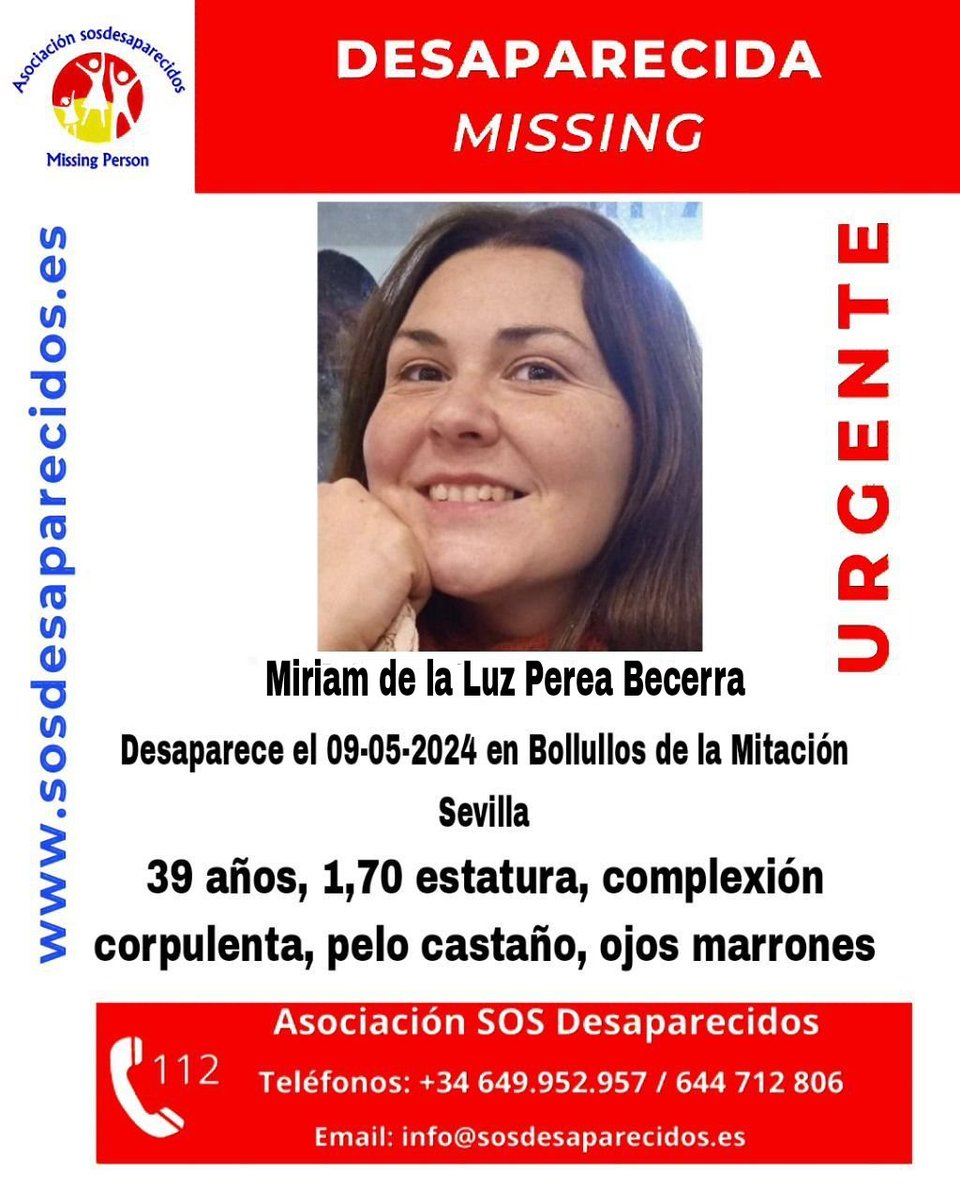 🆘 DESAPARECIDA #Desaparecidos #sosdesaparecidos #Missing #España #BollullosdelaMitación #Sevilla Síguenos @sosdesaparecido