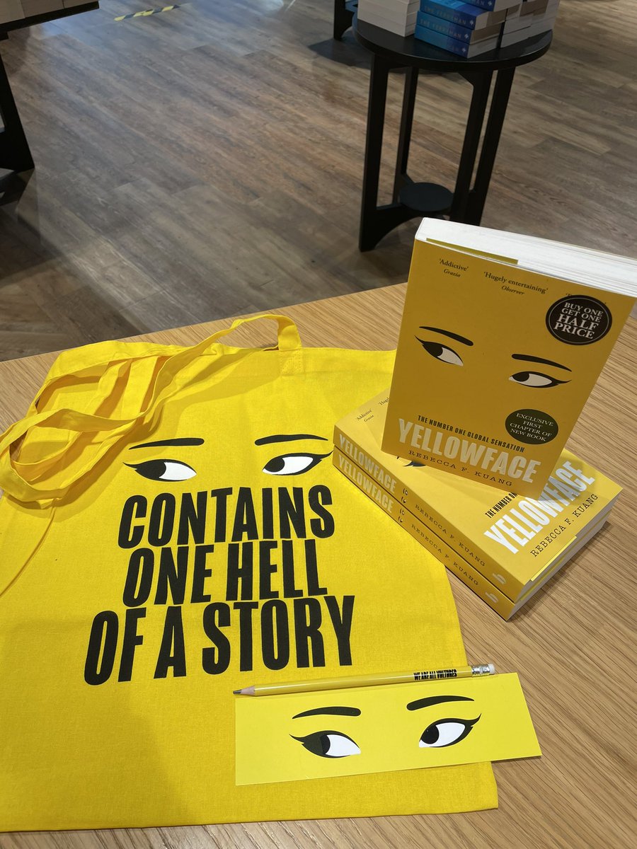 #Yellowface by @kuangrf is out in PB today and doesn’t she look stunning! One of my favourite books of last year, I highly recommend you pop in and grab one, especially as we have (limited) lovely freebies to give away when you do!