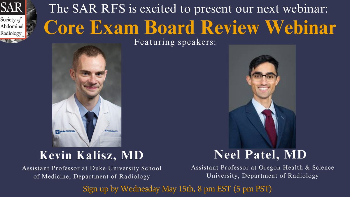 ⏰✅Hey #RadRes, #RadFellows, #FutureRadRes, #RadTrainee! 💥Join us for the SAR-RFS Core Exam Board Review Webinar on ⏰Wednesday, May 15th at 8-9 PM EST. Don’t miss it! ➡️Free registration at: veritasamc.zoom.us/webinar/regist…