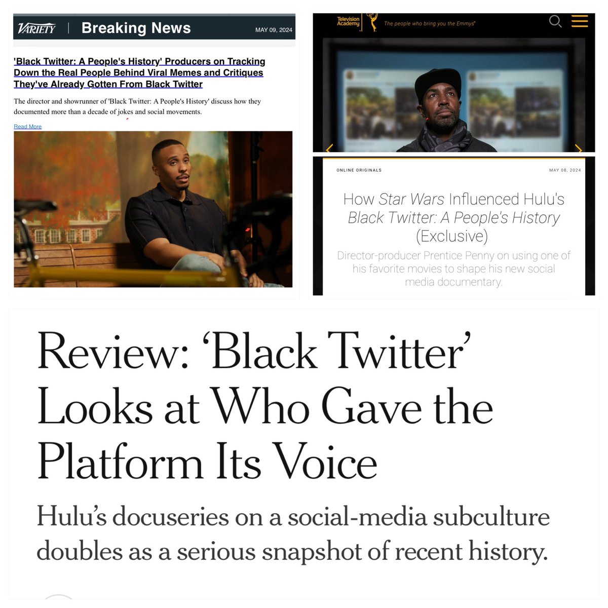 So pumped on all the great reviews for #blacktwitterhulu #variety #emmys #NewYorkTimes