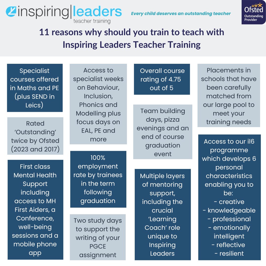 If you are looking to train to teach in the Leicestershire area, look at some of the reasons to train to teach with us. 
If you are interested, please email: info@iltt.org.uk or call us on 07432016112. We would love to speak to you. 
@ILSCITT 
#traintoteach
#scitt