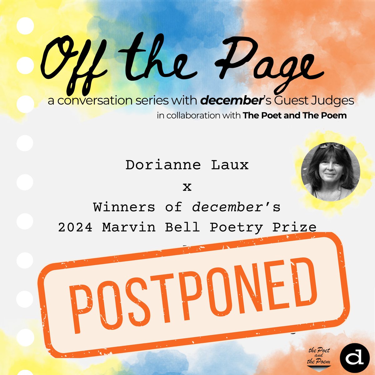 We’re so sad and disappointed, but due to unforeseen circumstances we have to postpone Off the Page! We will report back with a new date as soon as we have more info! Thank you so much for understanding!