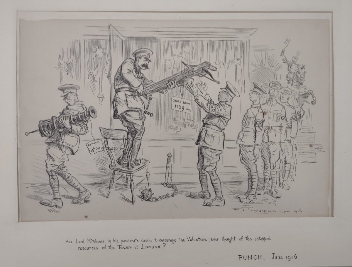This drawing in the collection of ⁦@Royal_Armouries⁩ sums up the historic dual role of the Tower of London. It was both a location for the display of historic arms and armour and a key centre for issuing weapons to the military. Only in cartoons did the 2 get mixed up!