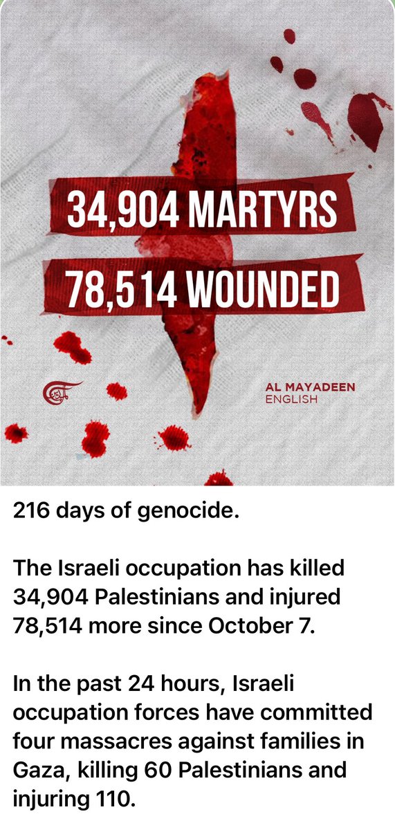 216 days of Gen0cide! #Gaza #IsraelIsATerroristState #EndOccupation