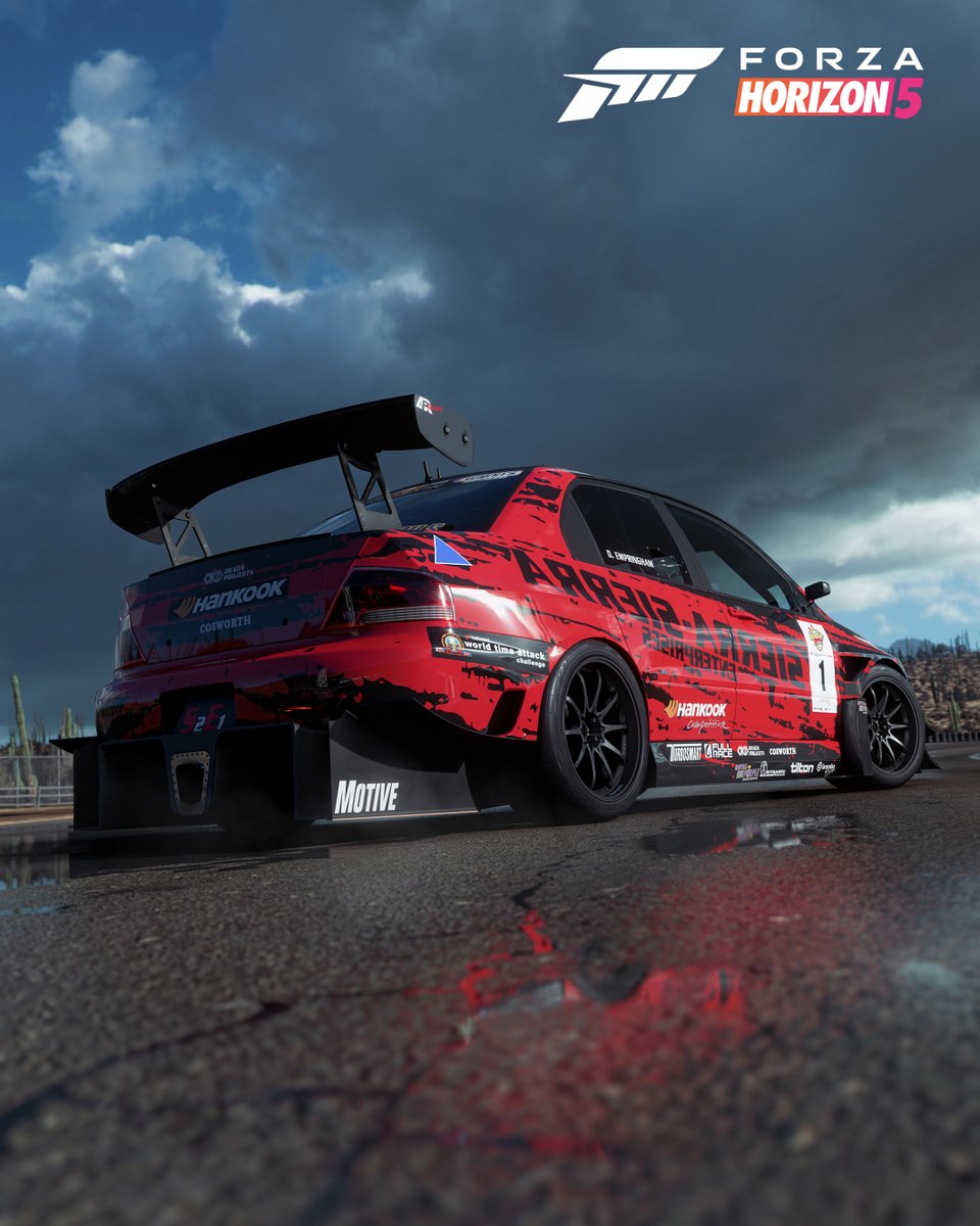Shatter even more records with the Cosworth-powered 2005 Mitsubishi #1 Sierra Enterprises Lancer Evolution Time Attack available for 20 PTS on the Festival Playlist.