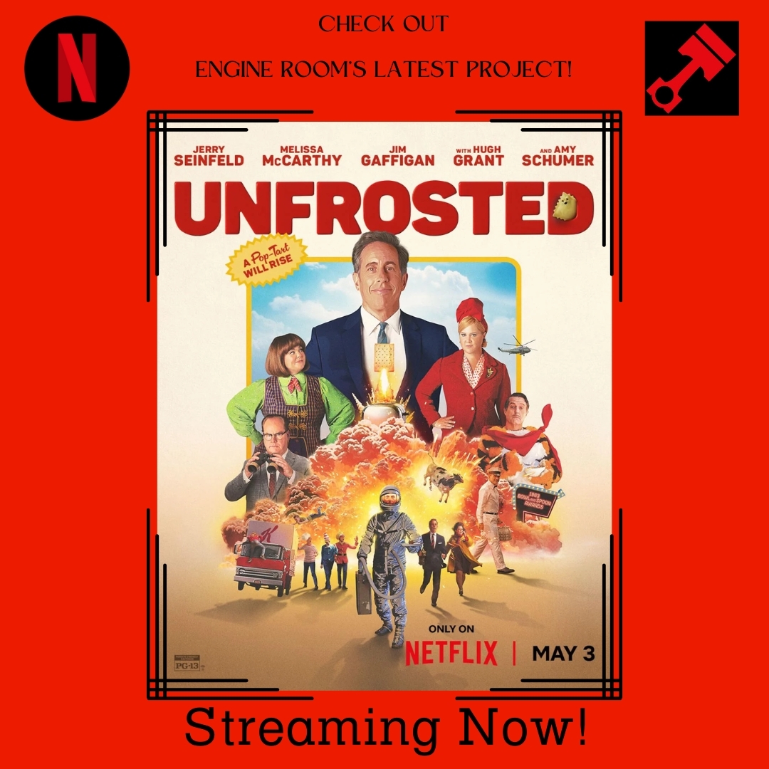 EngineRm's tweet photo. Check out Engine Room's latest work in Unfrosted. Steaming now on Netflix. #engineroomVFX https://t.co/yUuH7lNtEJ