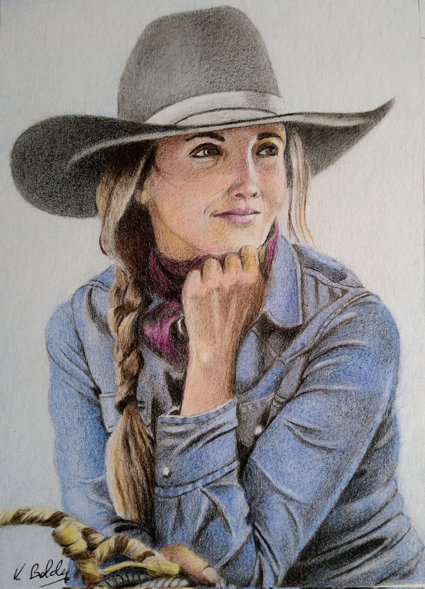 Supporting PAE2024 Finally completed my entry for Postcard Art Exhibition 2024 McKinney Texas @PAEartforacause in aid of the Millhouse Foundation. @MillHouseMcK Titled 'Texas Cowgirl' size 7x5inch, Medium Faber Castell Polychromos Leaving by post tomorrow