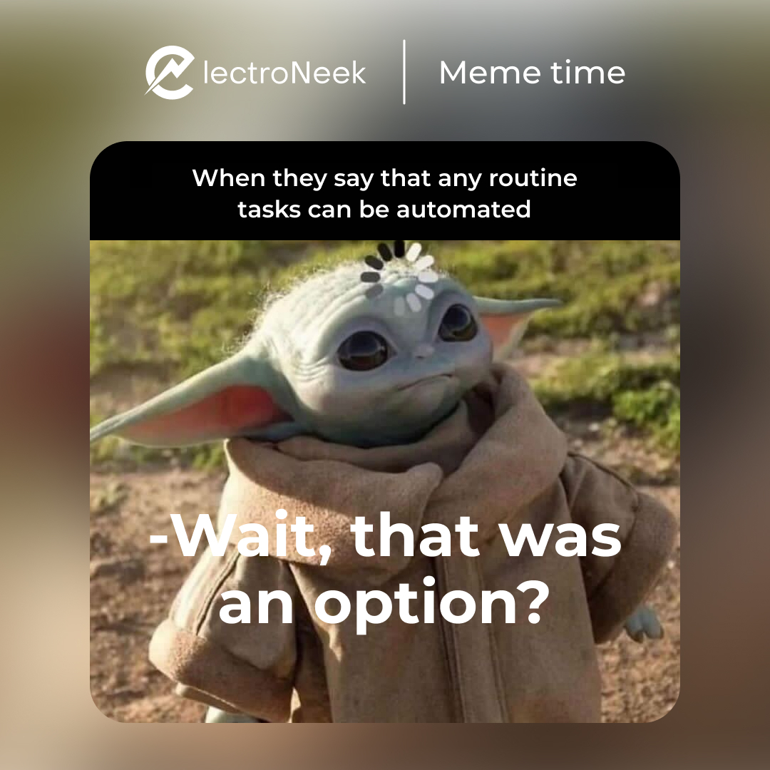 May the Automation be with you! 💫

Join the ElectroNeek journey to streamline your workflows and conquer the galaxy of productivity.

#MayTheForceOfAutomationBeWithYou #ElectroNeek #StarWars
