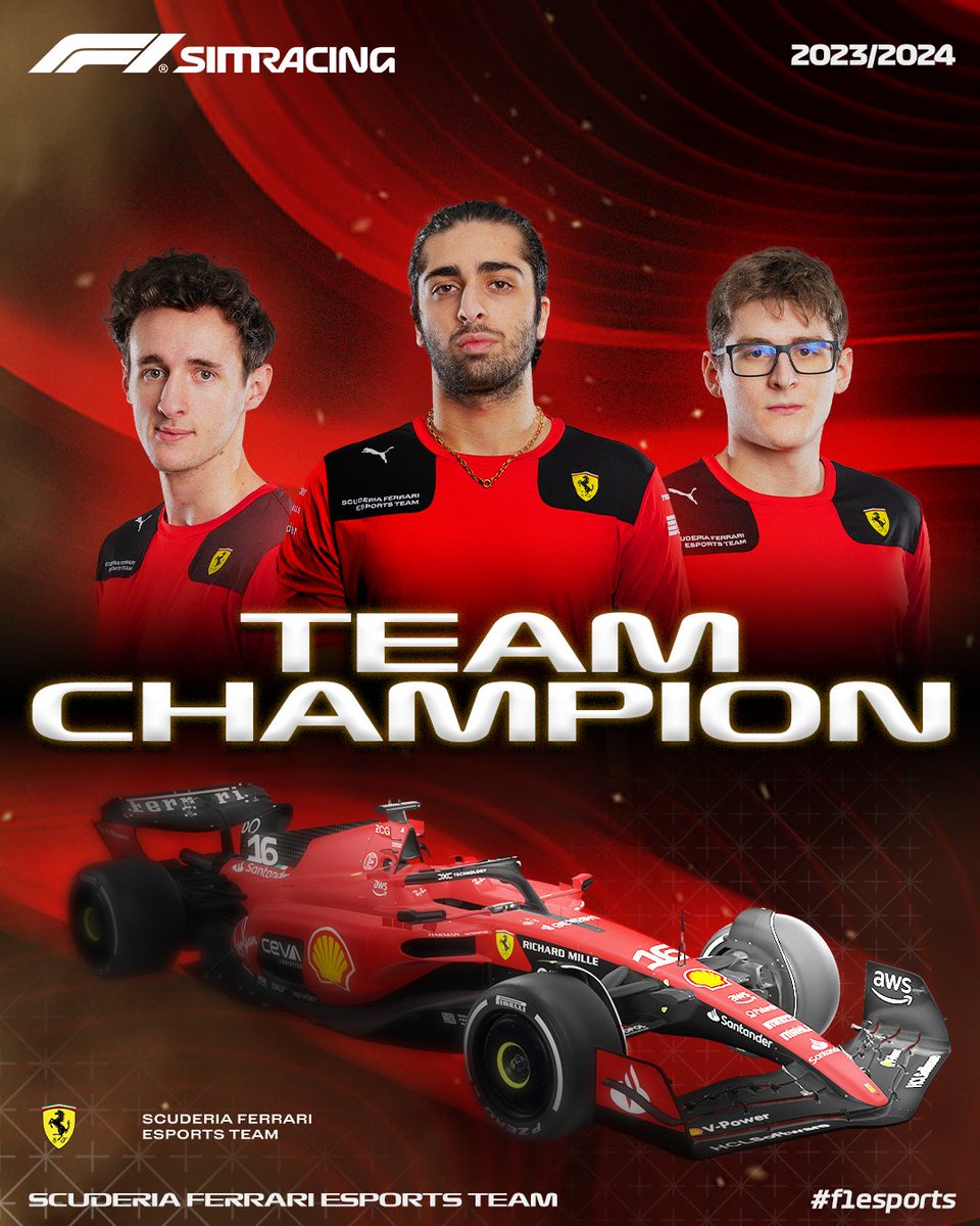 THE F1 SIM RACING WORLD CHAMPIONSHIP TEAM CHAMPION 2023/2024 - @FerrariEsports 🏆 #F1Esports