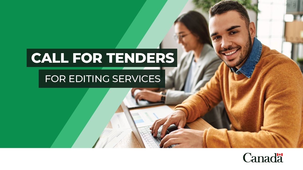 Are you passionate about files that have a global impact? We are looking for contractors skilled in #Editing. Submit your bid for our call for #Tenders in editing by 2 pm ET on June 11 ⬇️ canadabuys.canada.ca/en/tender-oppo…