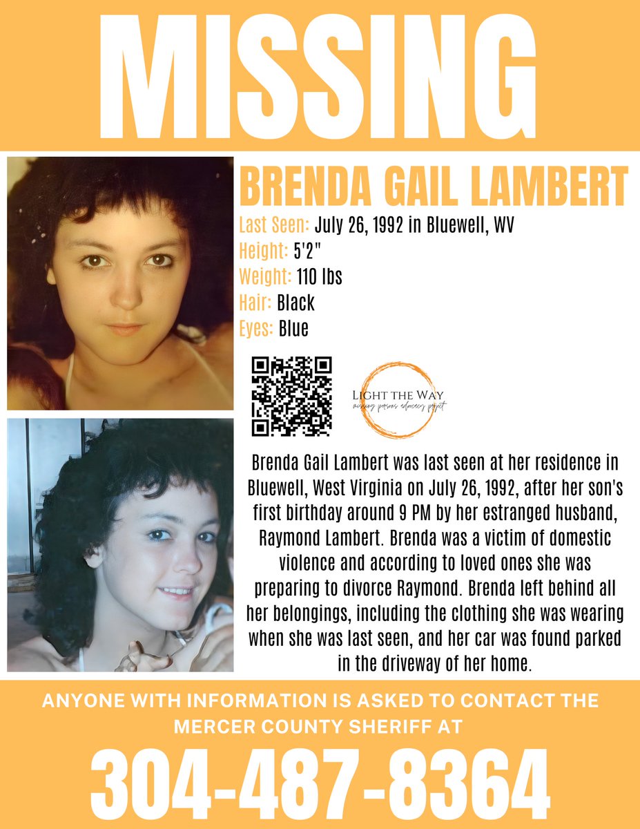#MissingPosterMonday #BrendaGailLambert #WestVirginia #MondayMotivation #Missing #MissingPerson
