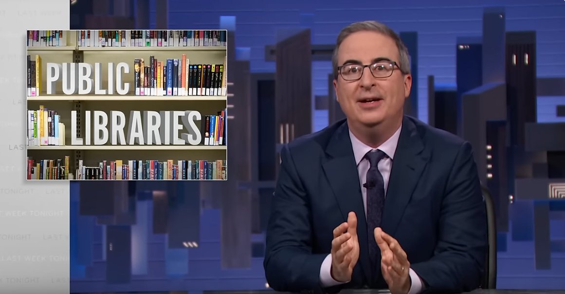 On this week’s @LastWeekTonight, @iamjohnoliver made several great points about supporting our public libraries. Here are some highlights, and ways you can stay informed and take action. #FreePeopleReadFreely 🧵