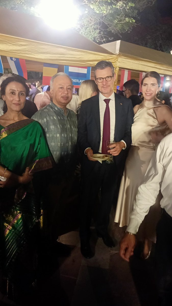 Bornali and I were privileged to participate in the #EuropeDay celebrations today, hosted by @EUAmbIndia, H.E. Hervé Delphin and Mrs Augustina Flores. Thank you @MurtazaCritic for the click. @EU_in_India