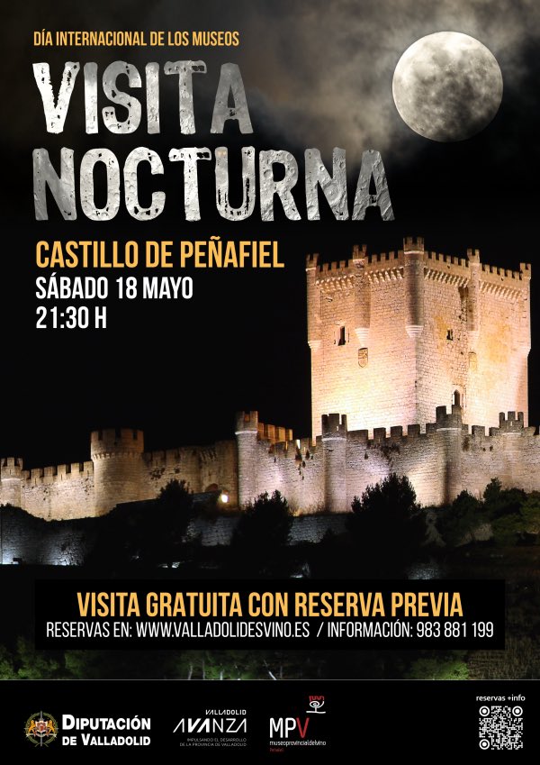 El día 18 de #mayo, para celebrar el #DiadelosMuseos, el Castillo de #Peñafiel abrirá sus puertas por la noche. ¡No te lo pierdas! ⬇️ rutadelvinoriberadelduero.es/es/agenda/visi…