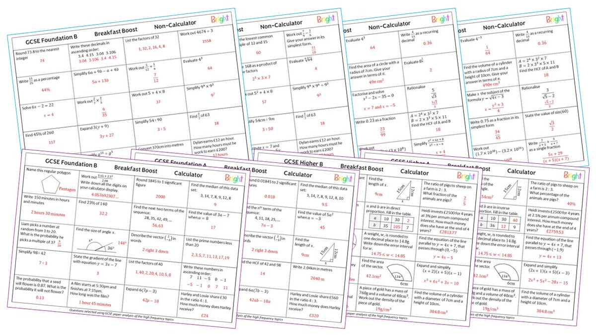 🔄Throwback Thursday🔄 New breakfast boost sheets; 20 quick questions students can complete on the morning of their exam. Created using past paper topic frequency analysis, and keeping questions fairly simple to give students a confidence boost. 💪 There are two difficulties for