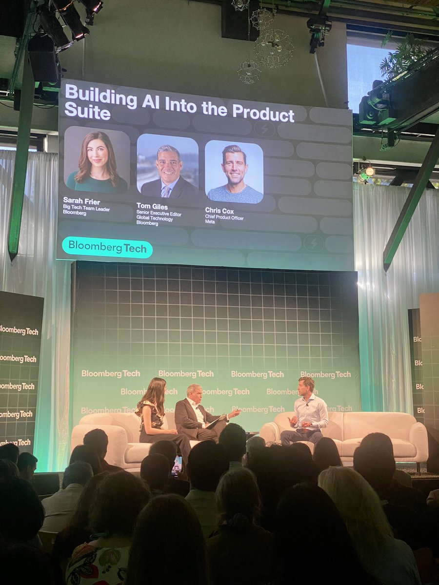 “I don’t think there’s going to be trust in these [AI] models to the extent there’s not transparency around data,” Meta’s CPO Chris Cox tells @sarahfrier @tsgiles at Bloomberg @technology Summit.