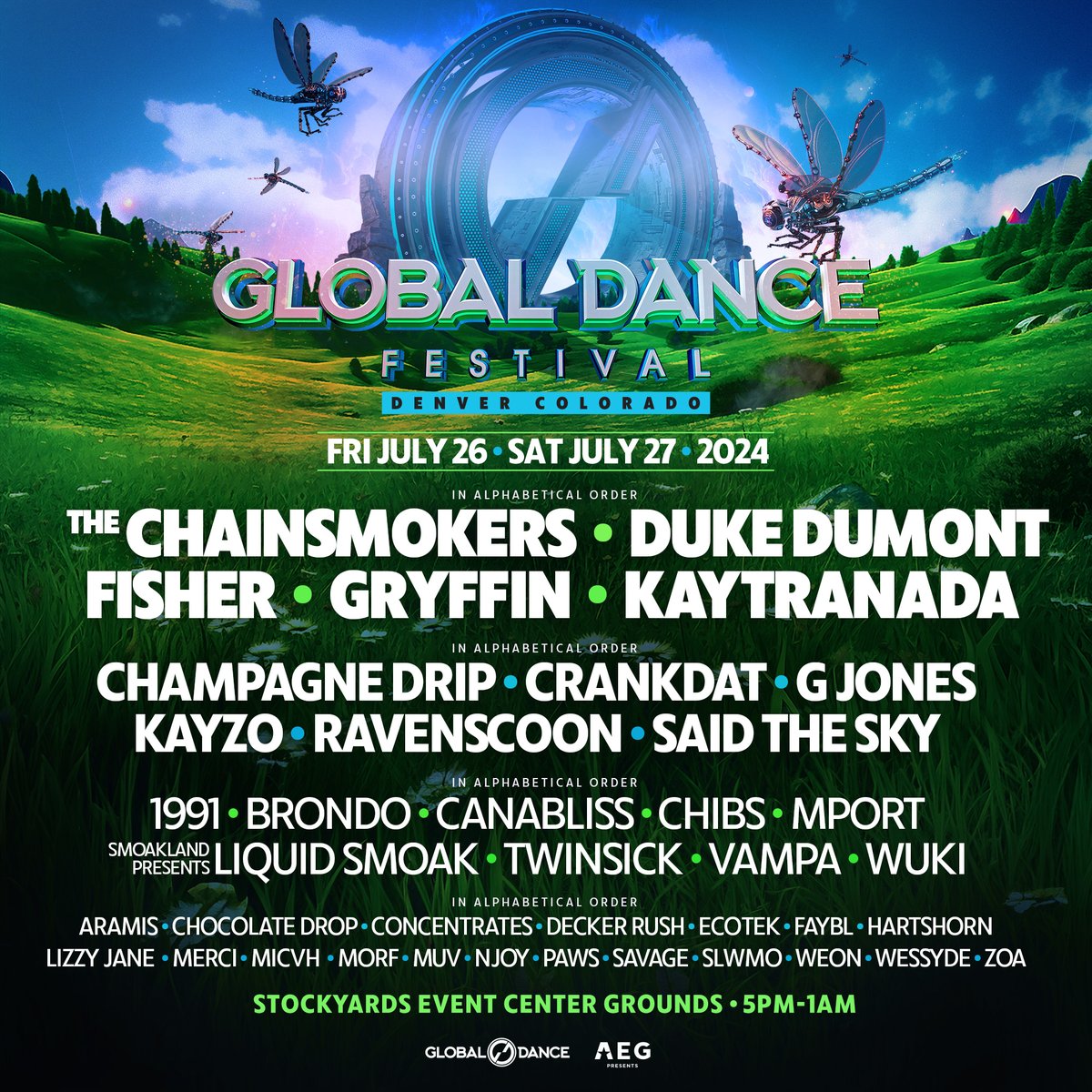 Your Global Dance Festival 2024 lineup is here! Join us at our new home at the Stockyards Event Center Grounds on July 26th & 27th. Featuring expanded festival site, extended hours until 1AM, enhanced VIP Village, new stage designs, a stacked lineup and more exciting changes ☀️…