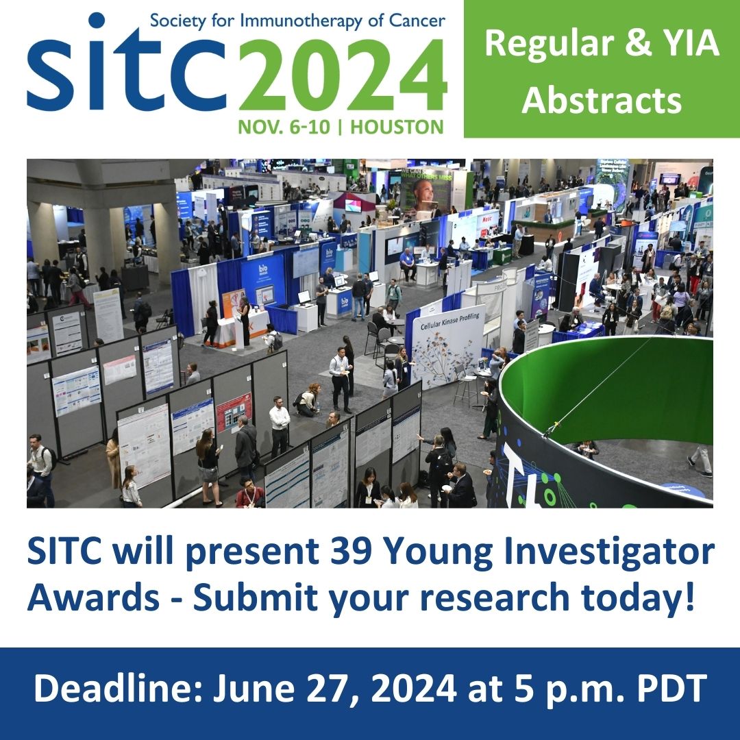 Submit your research by June 27 for #SITC24. Multiple oral abstract presentation opportunities available. All accepted abstracts will have the opportunity to present a poster in the Poster Hall and are published in @jitcancer. More information: sitcancer.org/2024/abstracts…