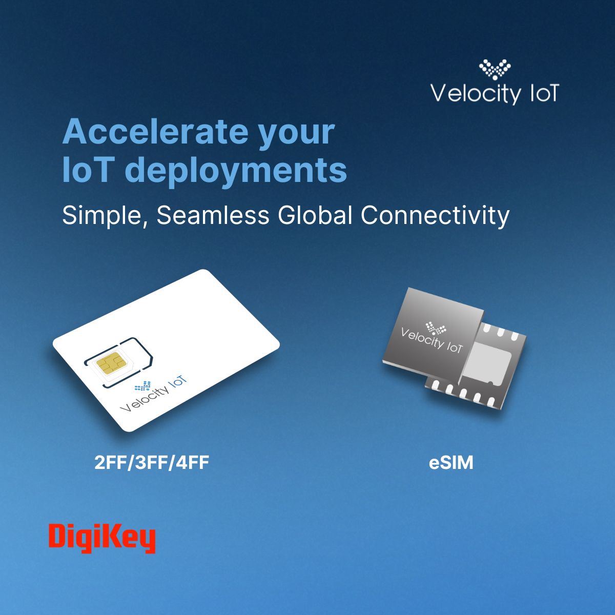 Accelerate your IoT deployments with Velocity IoT's smart connectivity solutions, available on @DigiKey in both standard and eSIM form factors. Ready to upgrade your IoT game? Buy now: buff.ly/4bhLQmX  

#iotconnectivity #esim #globalconnectivity #velocityiot #digikey