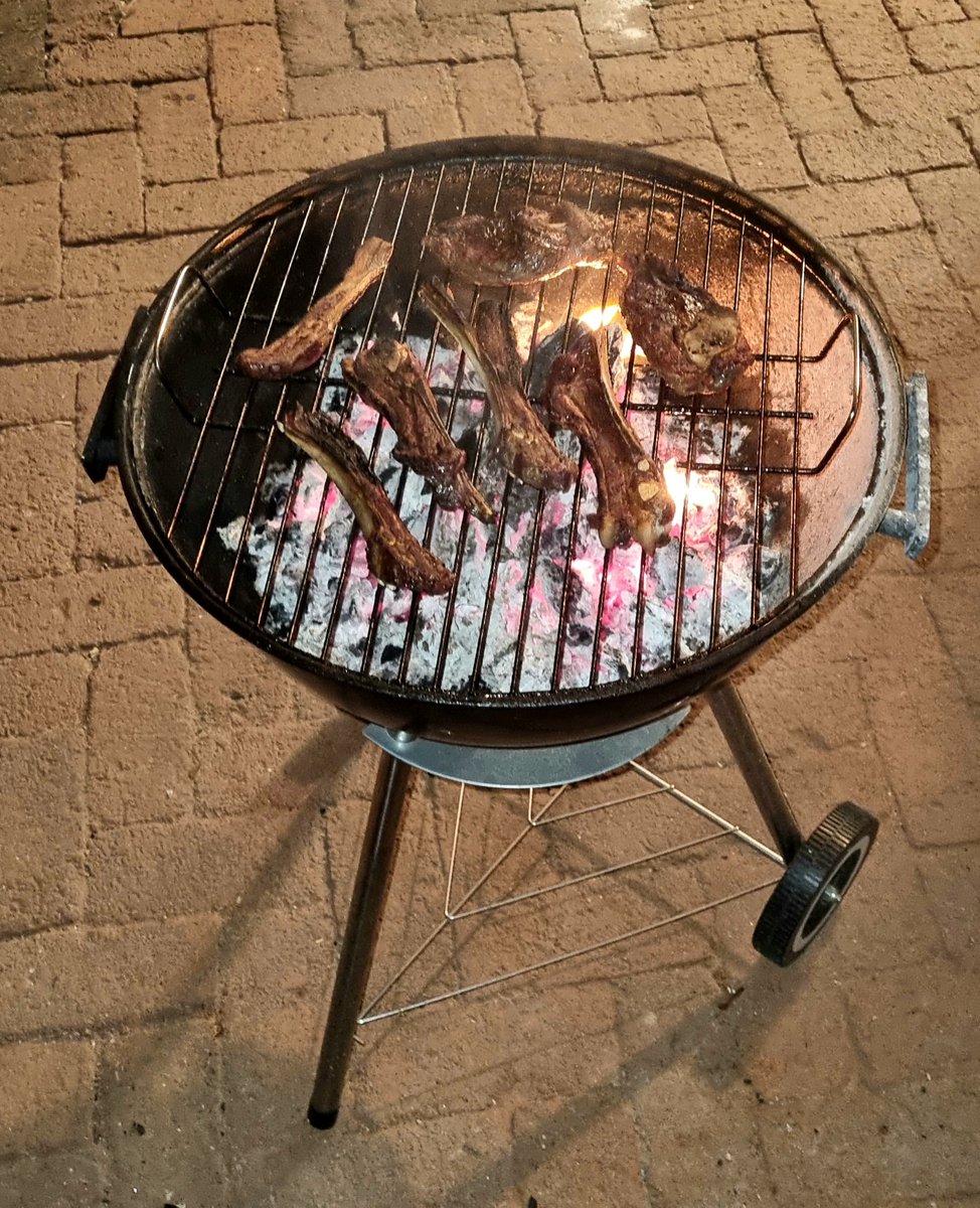 Tonight's mixed grill of lamb chops and ribbetjies for braai number 128 nearly done 😉