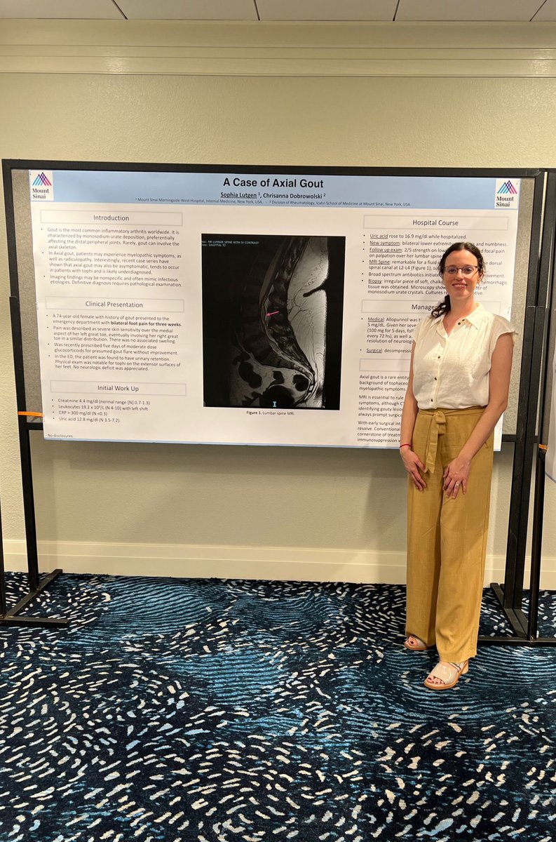 Congratulations to @DOMSinaiNYC PGY2 IM residents, Olga Marushchak, Sophia Lutgen & Melissa Askelrad on excellent case presentations at the Clinical Congress of Rheumatology.