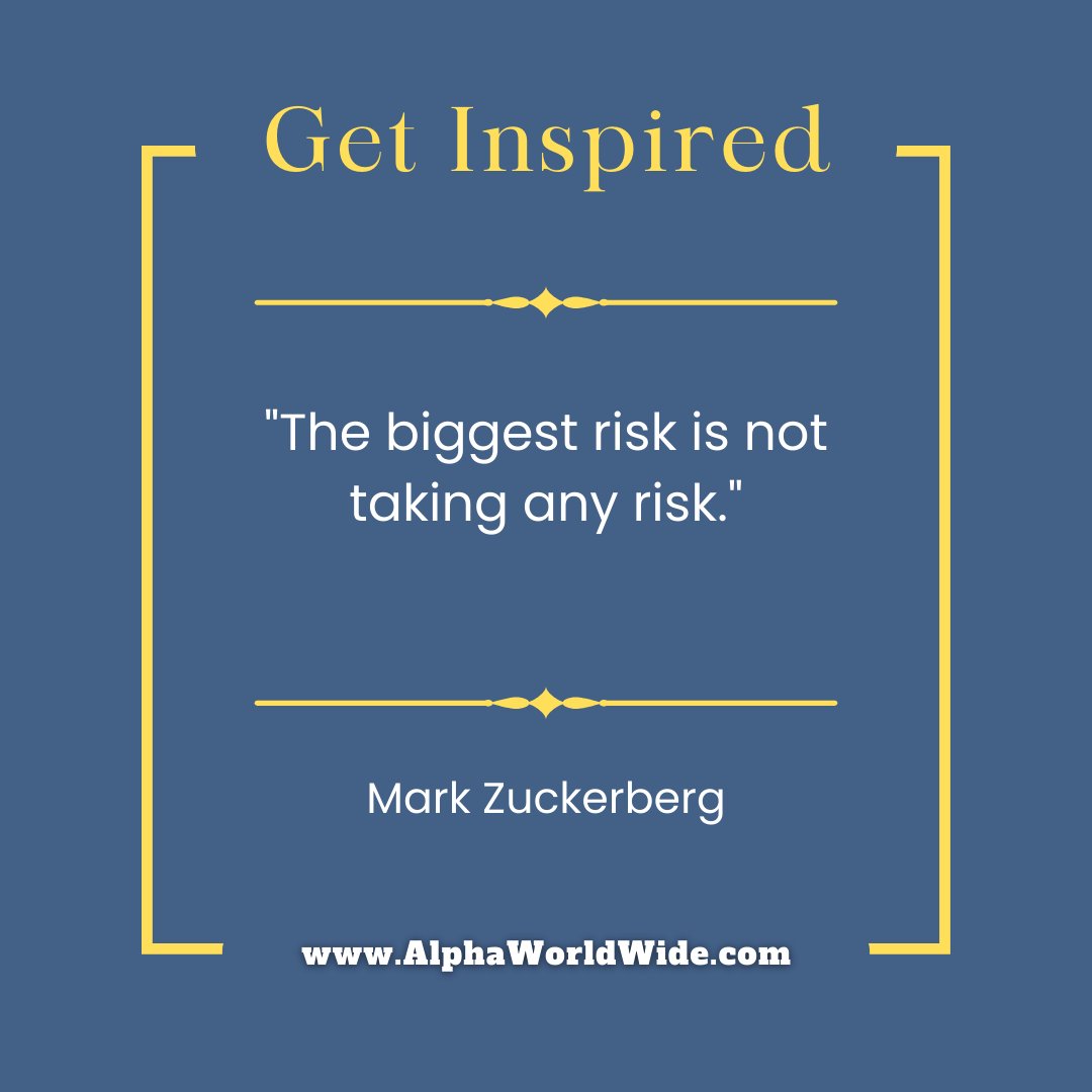 Risk Wisdom

Biggest risk? Avoiding all risks. 

#RiskManagement #AlphaWorldWide #AlphaWW