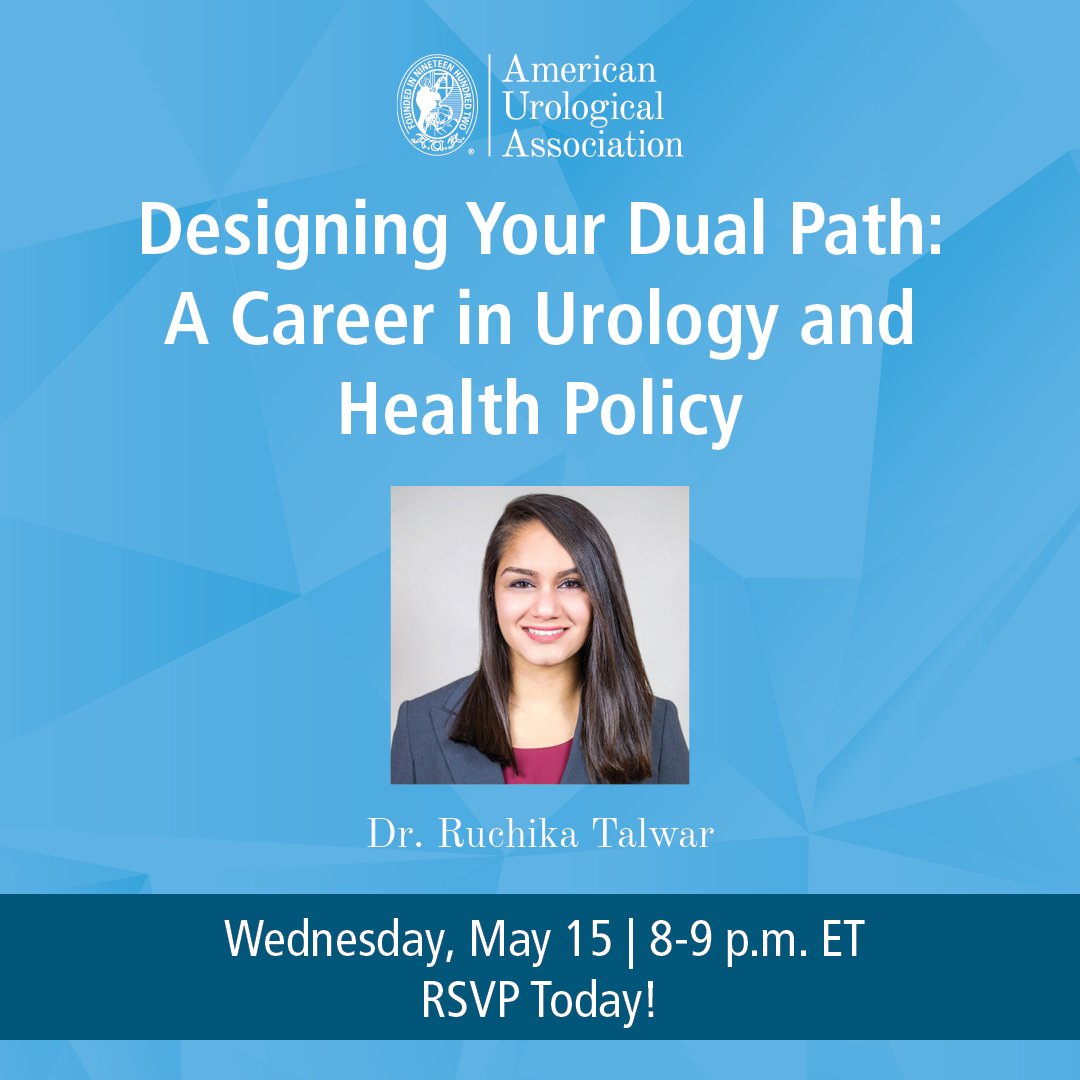 Amer. Urol. Assn. (@amerurological) on Twitter photo Join us for a fireside chat with <a href="/RuchikaTalwarMD/">Ruchika Talwar</a> who will be discussing How to Integrate Health Policy into Your First Job. Hope to see you there! 🎉
RSVP today ➡️ bit.ly/3yageAB
#AUA #Urology #AUAMembers Join us for a fireside chat with <a href="/RuchikaTalwarMD/">Ruchika Talwar</a> who will be discussing How to Integrate Health Policy into Your First Job. Hope to see you there! 🎉
RSVP today ➡️ bit.ly/3yageAB
#AUA #Urology #AUAMembers