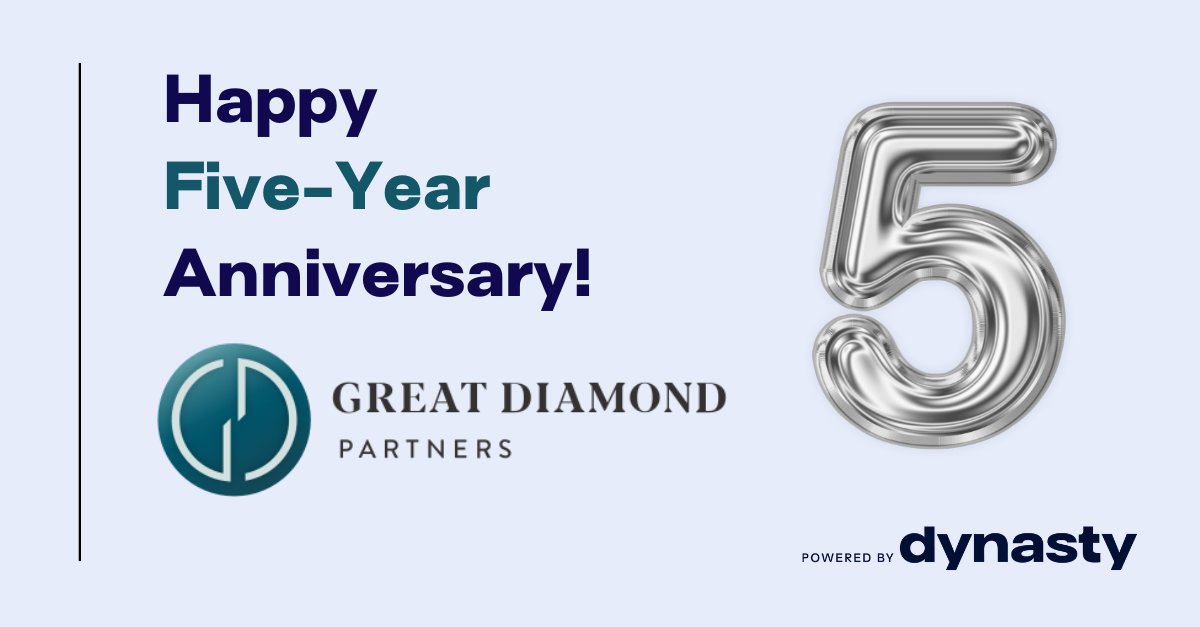 Happy Five Year Anniversary to Helen Andreoli, Joe Powers, Steve Tenney, Jack Piperand and all our friends at Great Diamond Partners! Here's to celebrating many more years of partnership and growth together. Cheers to the milestones achieved and those yet to come!