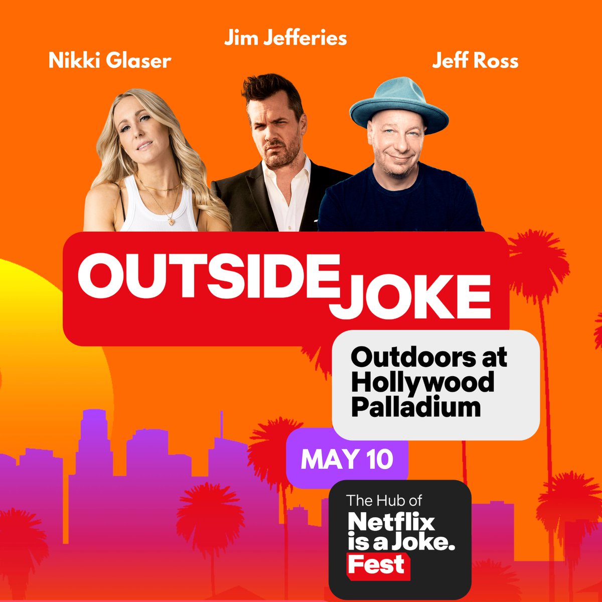 JUST ADDED: Join us for live stand-up featuring Nikki Glaser, Jim Jefferies, and Jeff Ross, as we celebrate the best moments in Netflix comedy! Request tickets now: bit.ly/44yp1bm May 10 Los Angeles, CA Ages 16+ #NetflixIsAJoke #NikkiGlaser #JeffRoss #JimJefferies