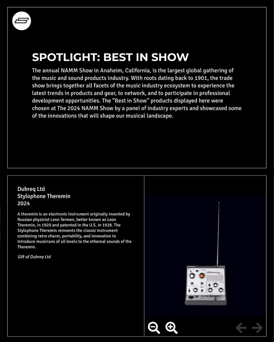 After winning BEST IN SHOW at <a href="/NAMM/">NAMM</a> this year, we were really happy to hear that the Stylophone Theremin is featured in the Museum of Making Musics latest exhibition celebrating stand out new and innovative products! 🎉⁠
⁠
⁠